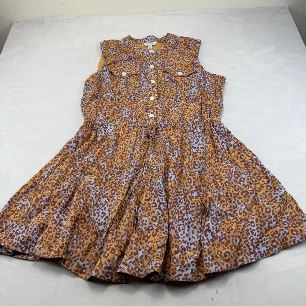 Nine West Women's XXL NWT Leopard Print Sleeveless Button Front Flare Dress